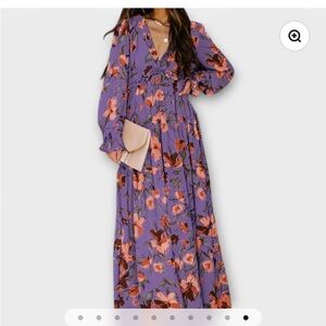 Elegant Floral Maxi Dress in Purple